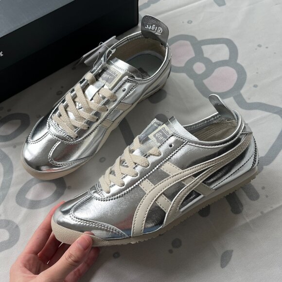 Onitsuka Tiger Mexico 66 Metallic Silver Sneakers - Picture 2 of 7